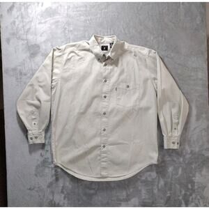 Vtg Levis Button Shirt Men's M Beige 100% Cotton Long Sleeve Casual Western USA